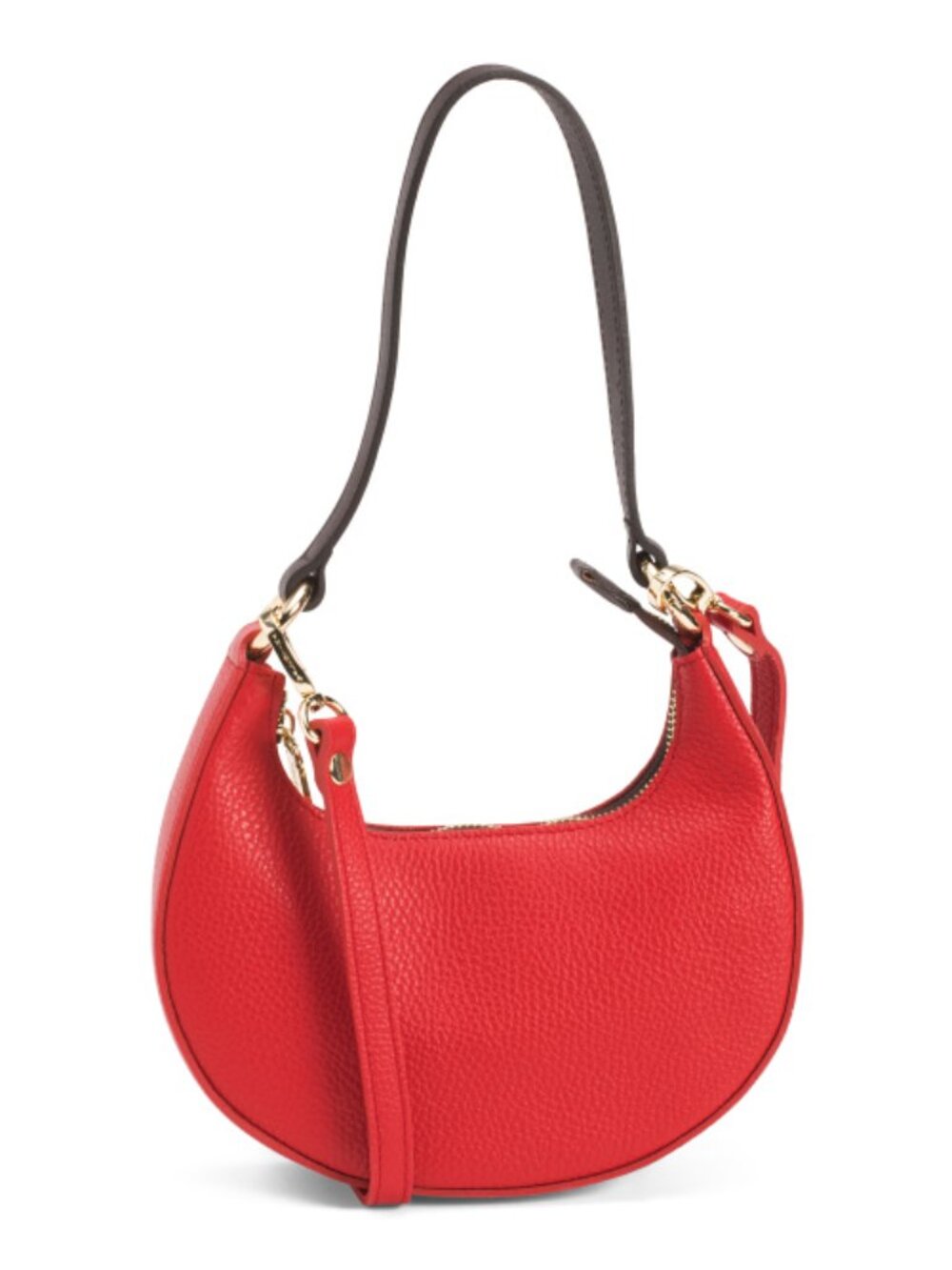 VALENTINA Made In Italy Leather Half Moon Shoulder Bag